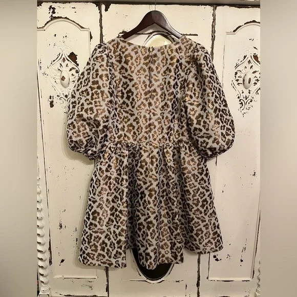 SOLD.  NWT Lilly Pulitzer Calyssa Dress Gold Metallic Leopard Jacquard | 12 - Picture 4 of 12